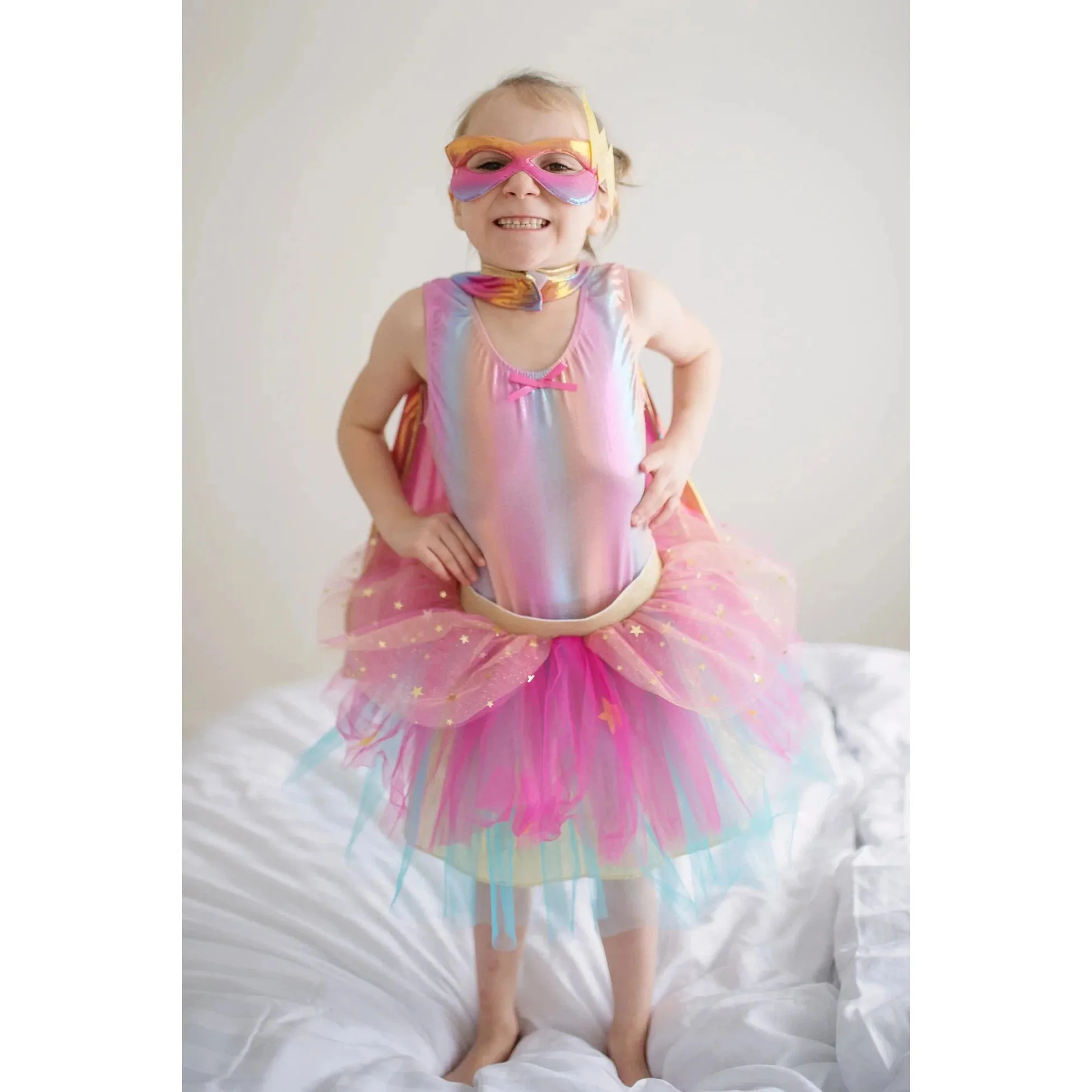 super duper tutu cape mask - metallic pink and gold