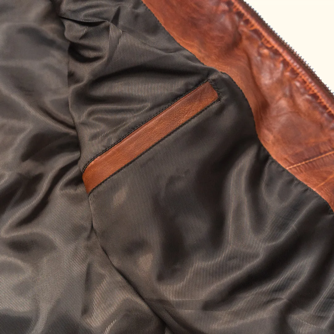 Teton Leather Light Down Vest | Whiskey Brown