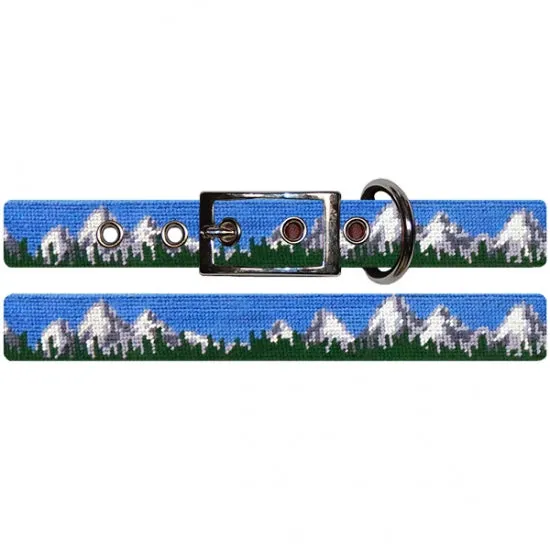 Tetons Needlepoint Dog Collar