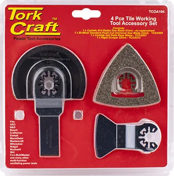 TORK CRAFT QUICK CHANGE OSCILATING TILE WORKING ACCESSORY KIT 4PC TCOA104