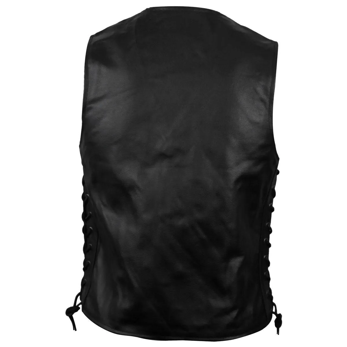 Vance VL939S Mens Black Straight Bottom Leather Motorcycle Vest