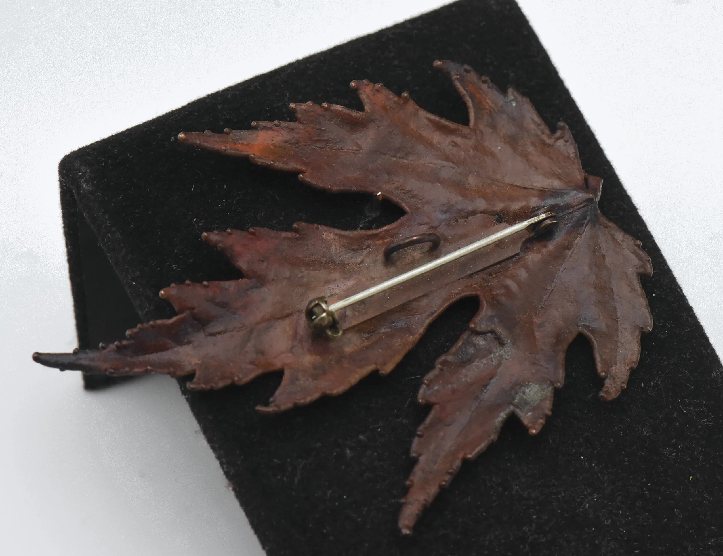 Vintage Copper Enameled Maple Leaf Brooch/Pendant