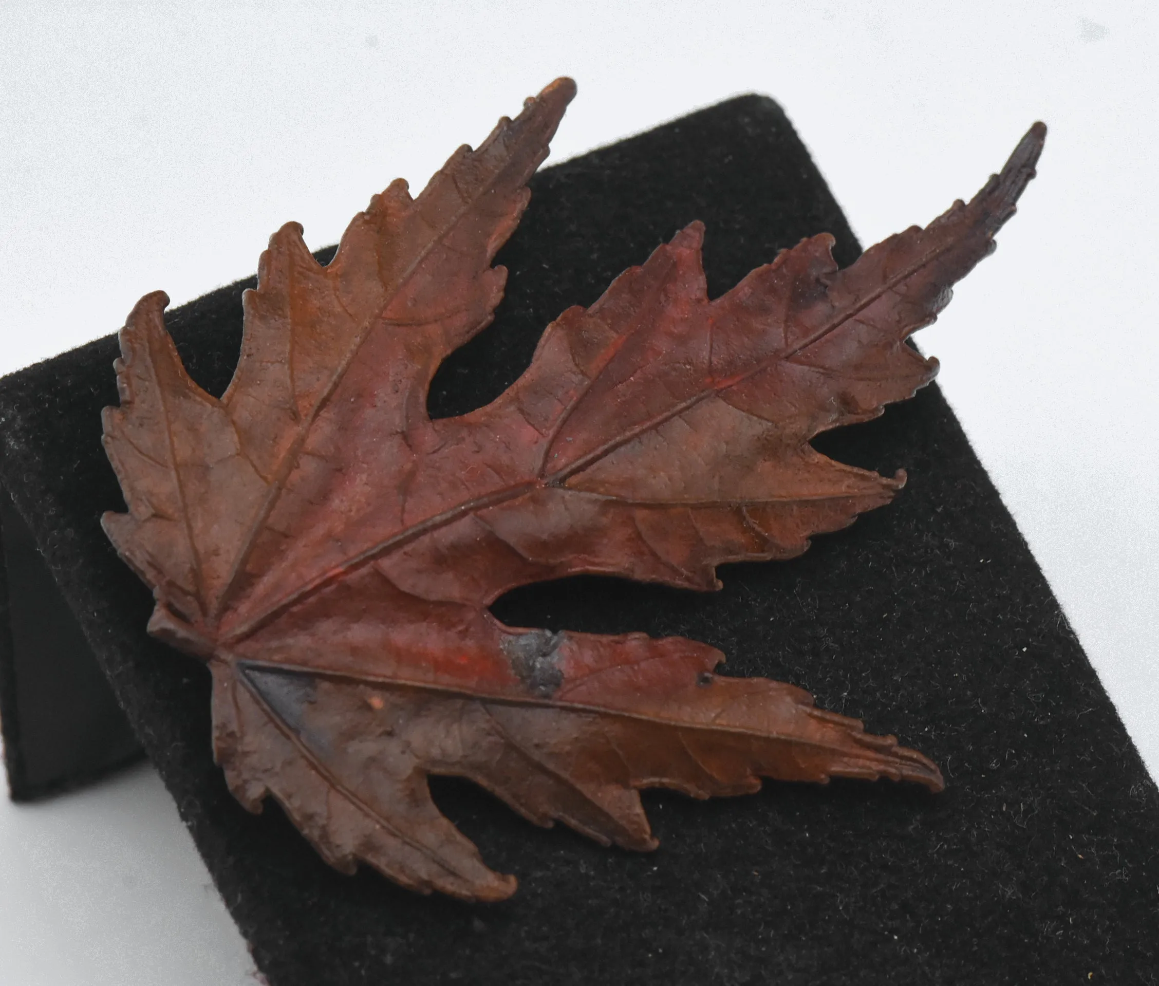 Vintage Copper Enameled Maple Leaf Brooch/Pendant