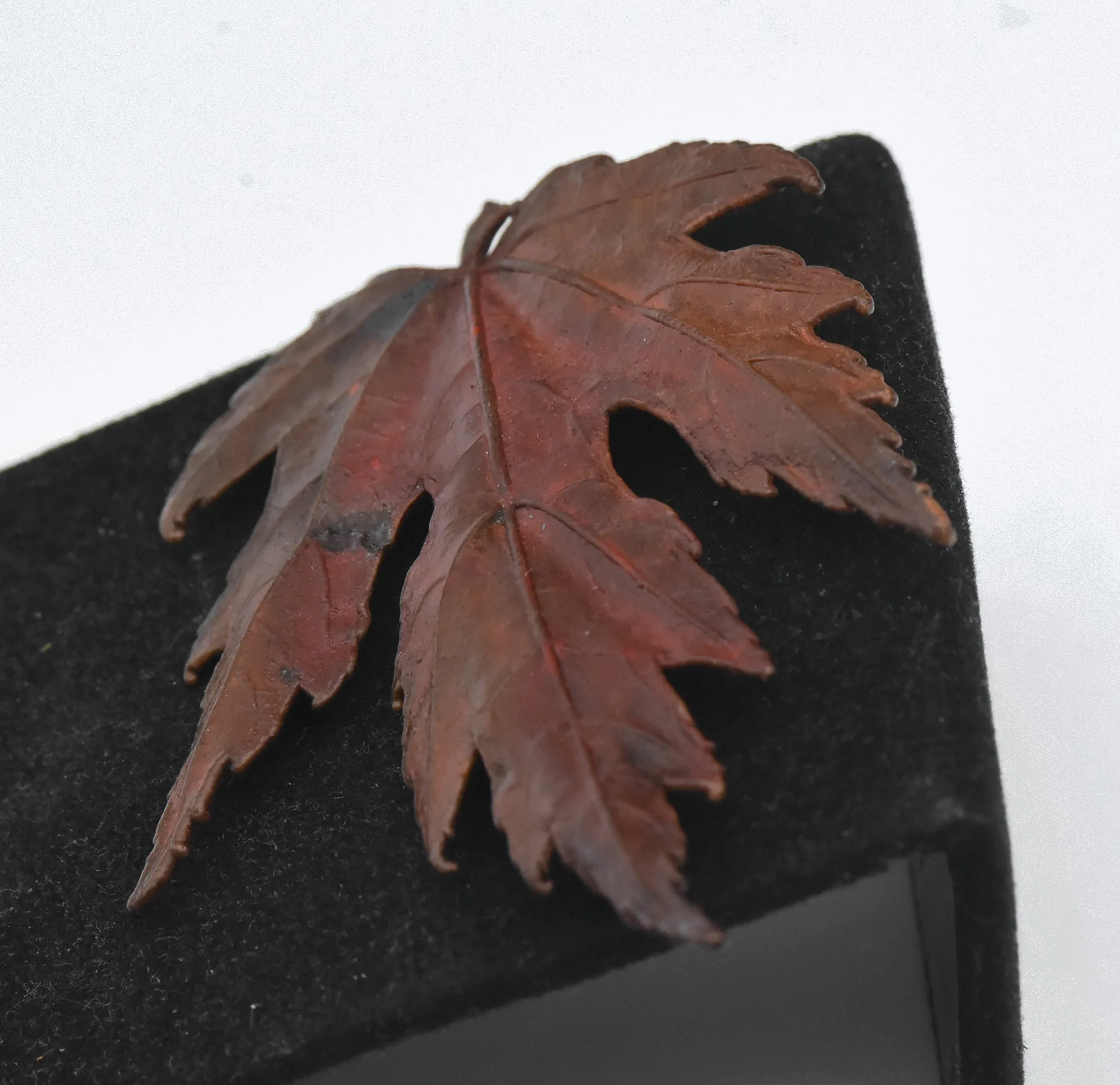 Vintage Copper Enameled Maple Leaf Brooch/Pendant