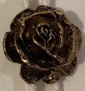 Vintage Metal Belt Buckle, Brass, Rose, Flower, Nature, Nice Western Design, 1 1/2" x 1 1/2", Heavy Duty, Made in USA, Quality