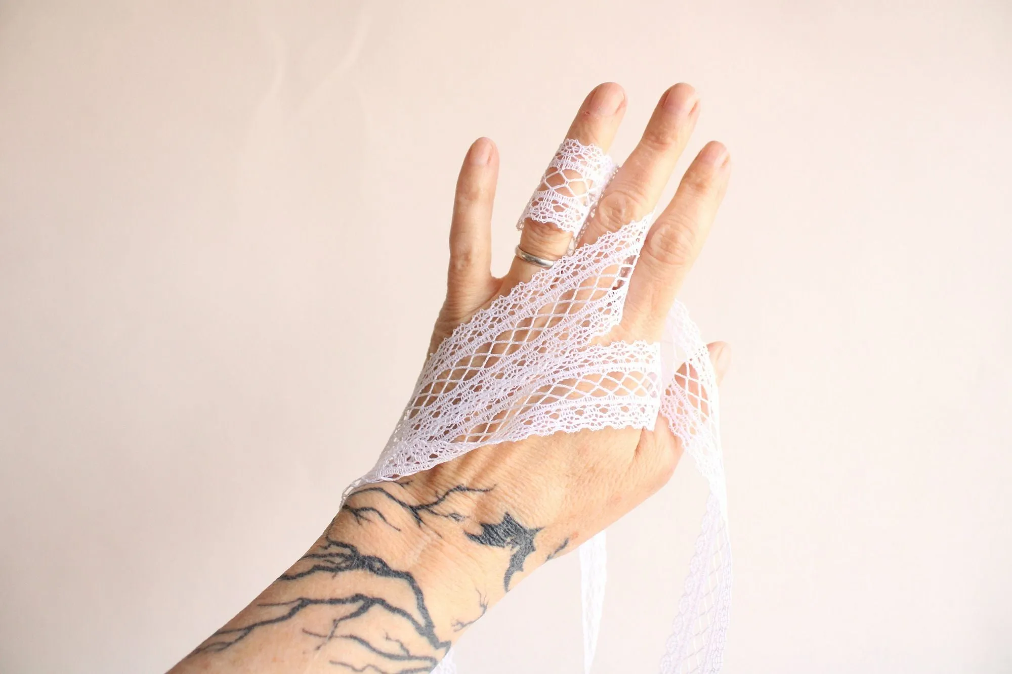 Vintage White Lace Trim With A Lattice Pattern, 1.25" Wide 2 Yards