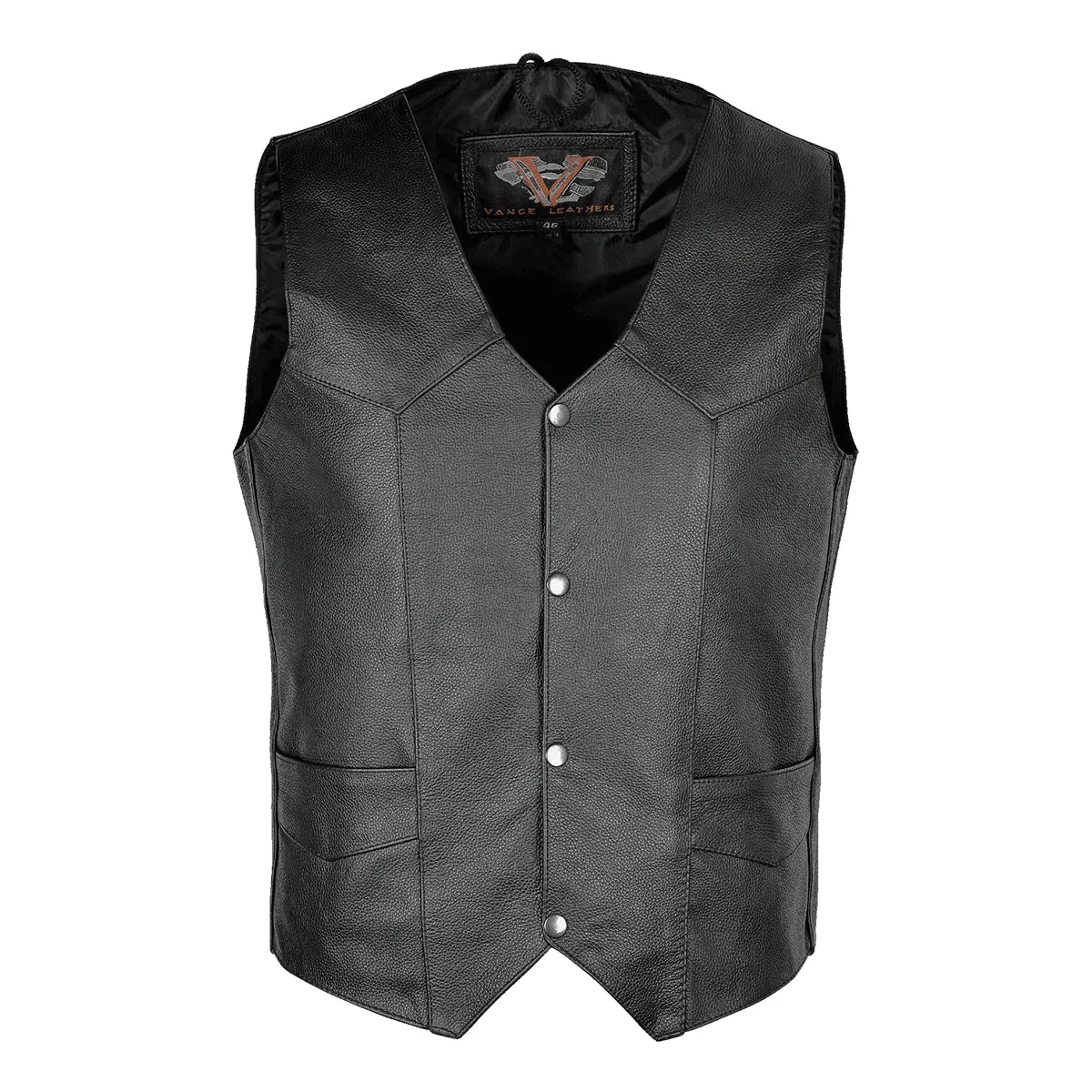 VL901S Vance Leather Men's Basic Leather Plain-Side Vest